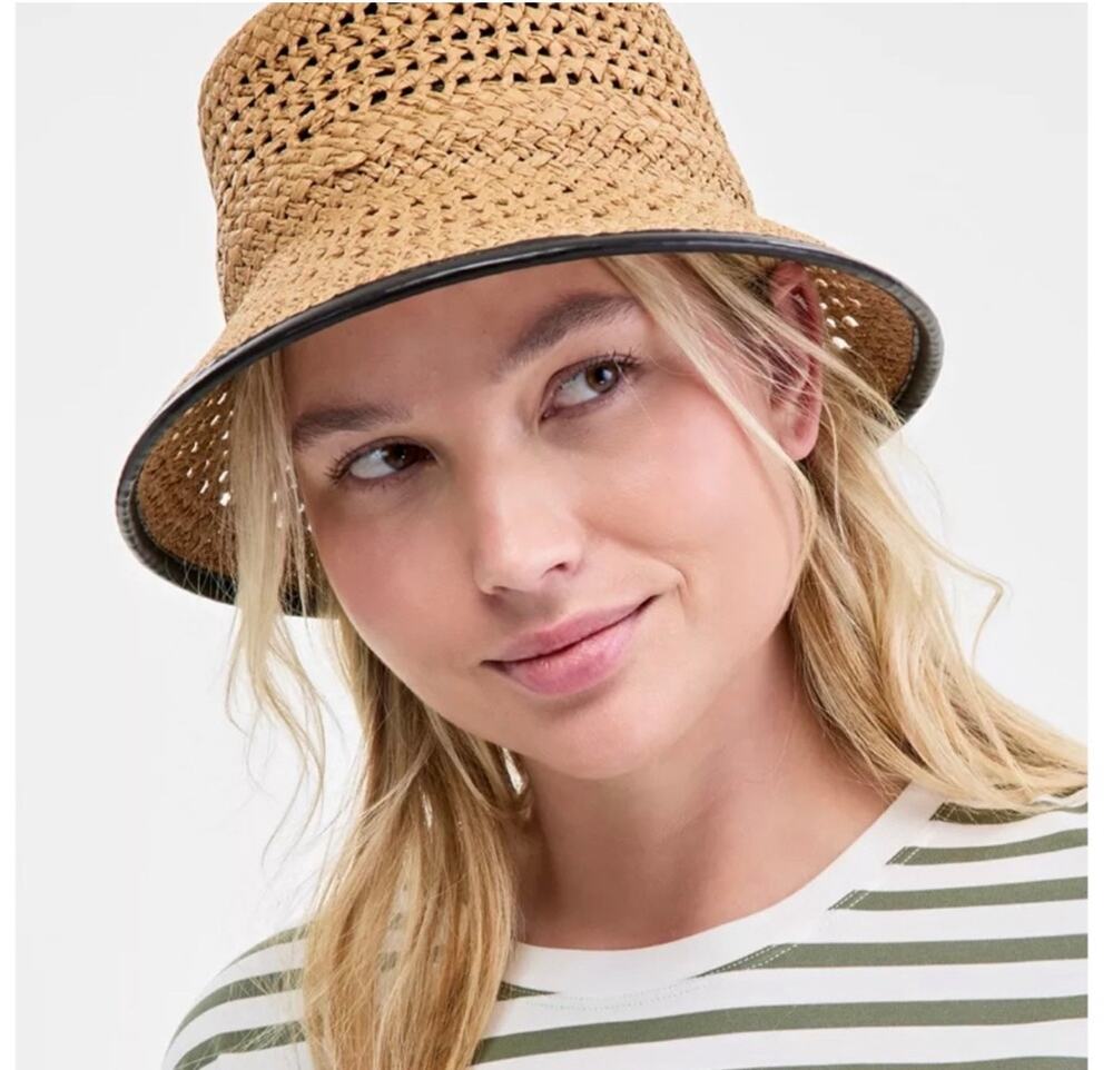 New I.N.C crochet bucket hat black & tan